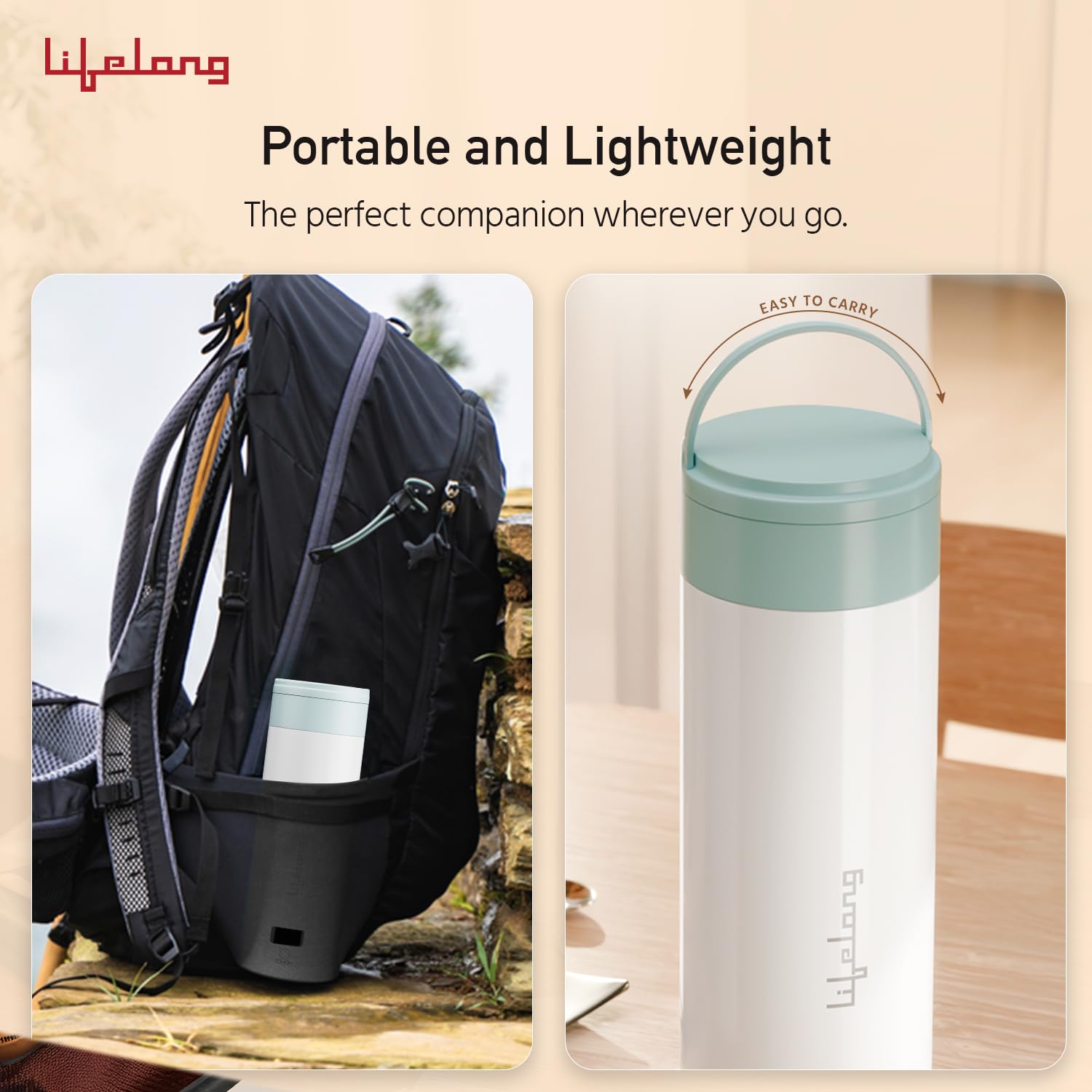 Lifelong 2-in-1 Portable Electric Kettle & Bottle for Travel - 400ml Make Tea/Coffee Without Milk (LLEPK09)